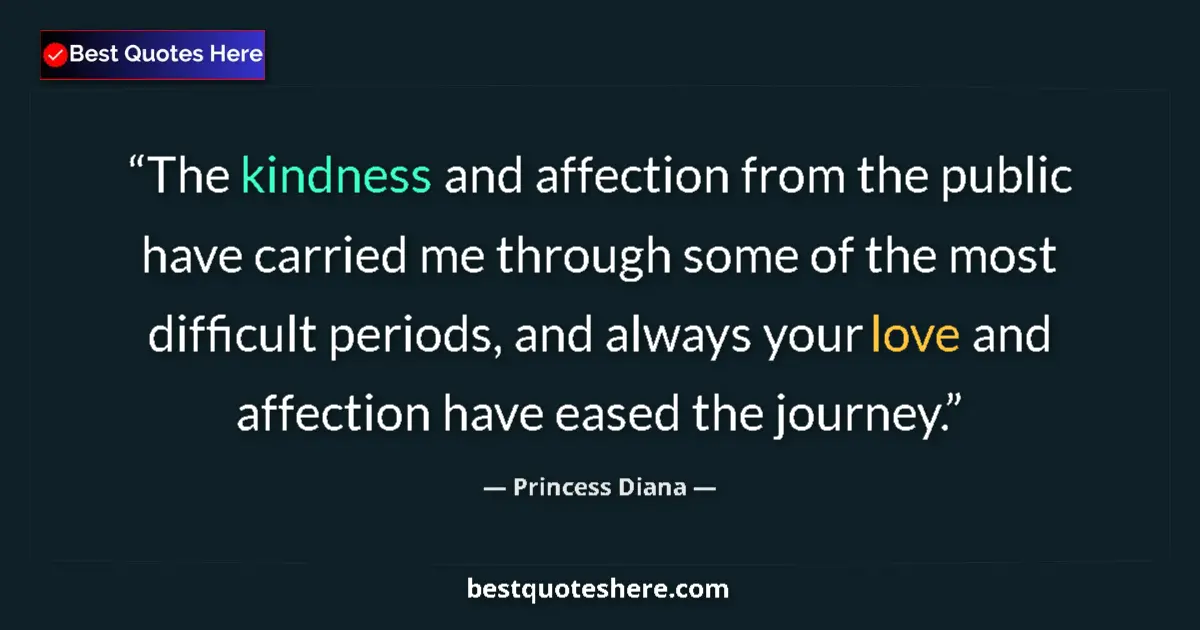 Quote by Princess Diana: The kindness and affection from the public have carried me through some of the most difficult period...