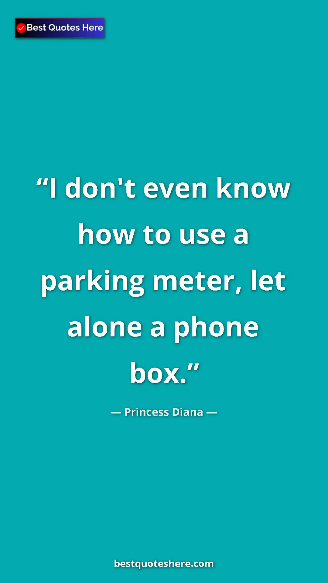 Pinterest quote poster by Princess Diana: "I don't even know how to use a parking meter, let alone a..."