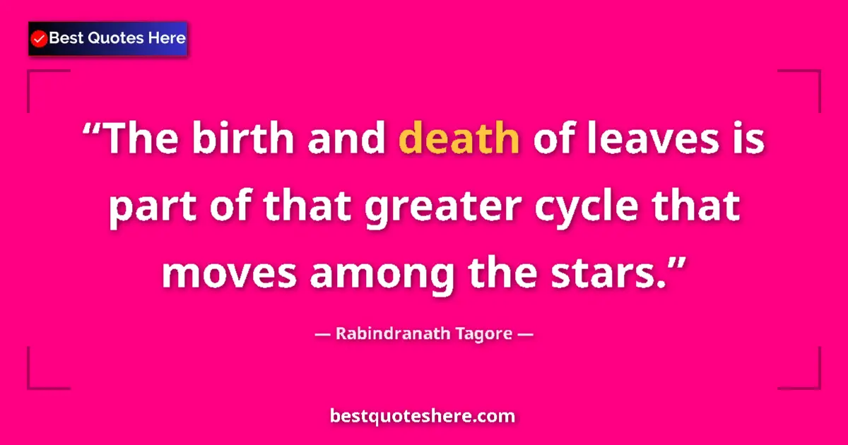 Quote by Rabindranath Tagore: The birth and death of leaves is part of that grea