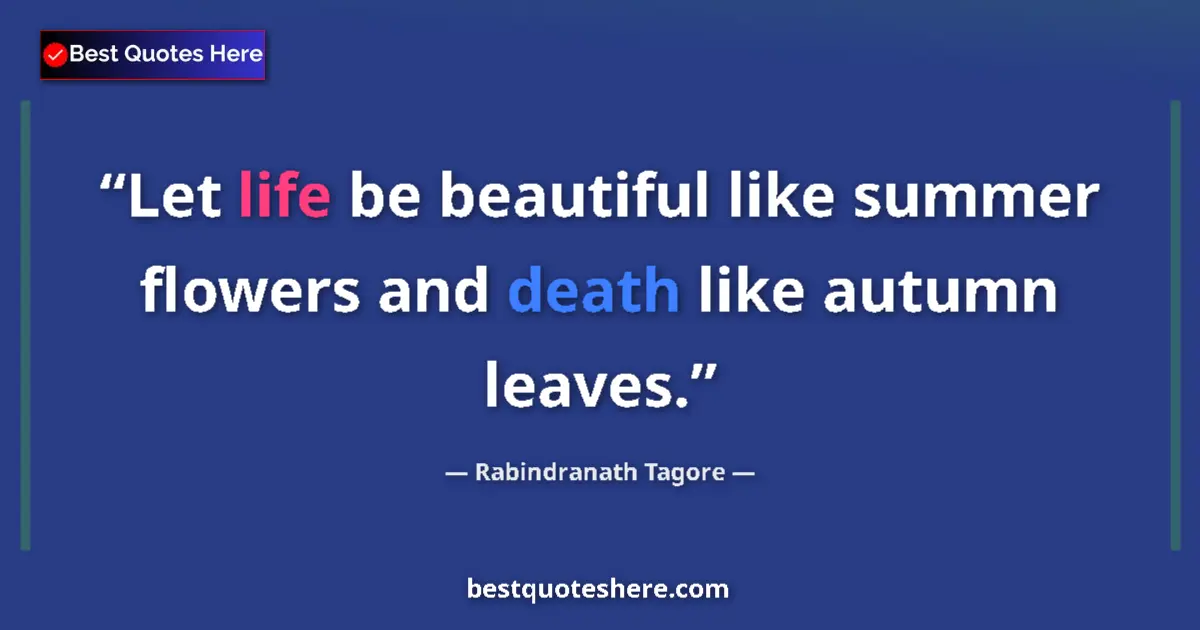 Quote by Rabindranath Tagore: Let life be beautiful like summer flowers and death like autumn leaves....