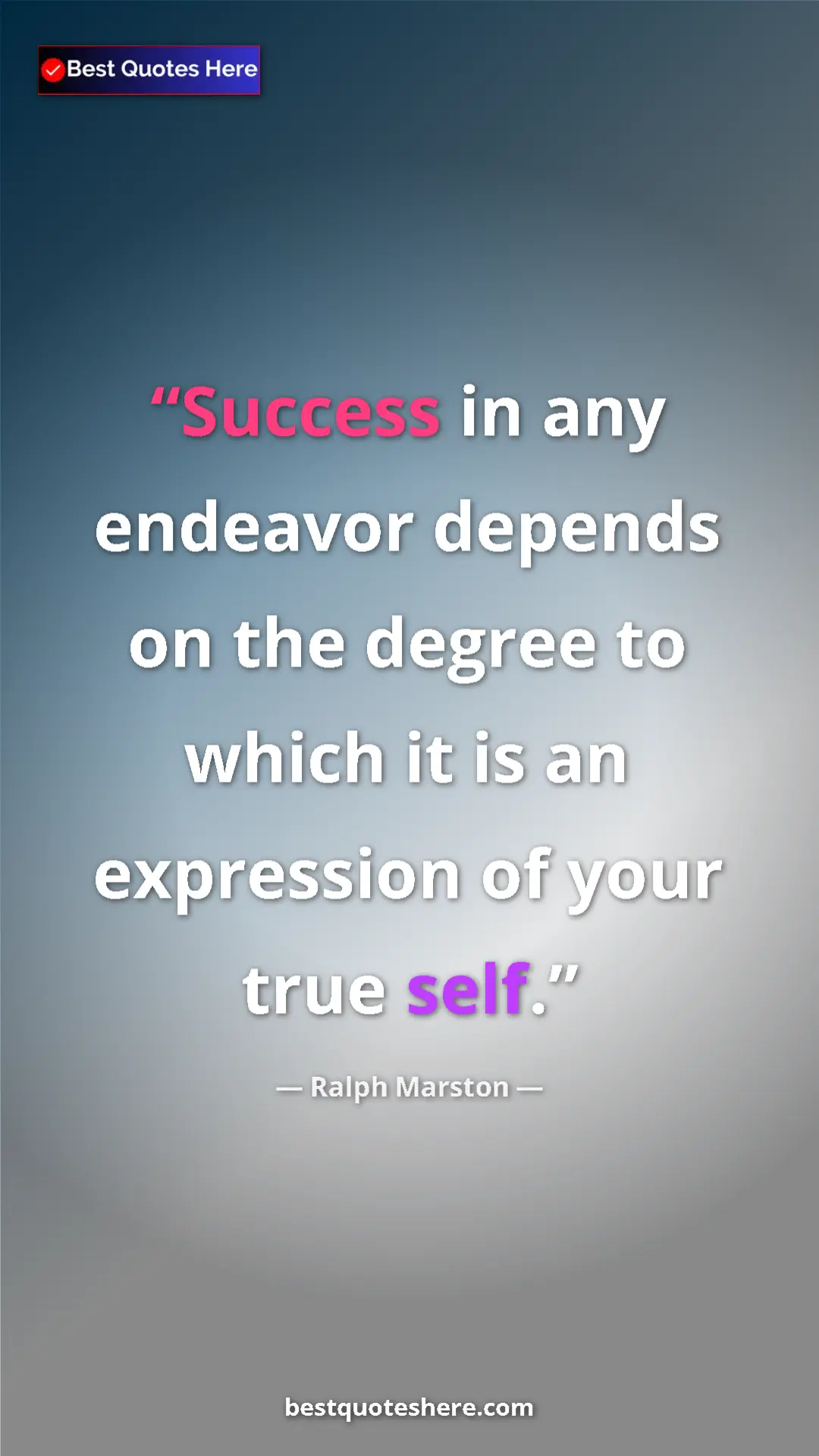 Pinterest quote poster by Ralph Marston: "Success in any endeavor depends on the degree to which it..."