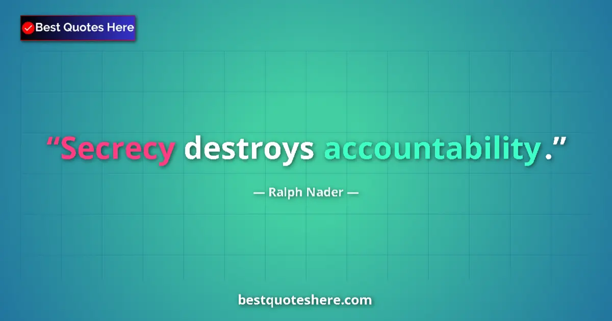 Quote by Ralph Nader: Secrecy destroys accountability....
