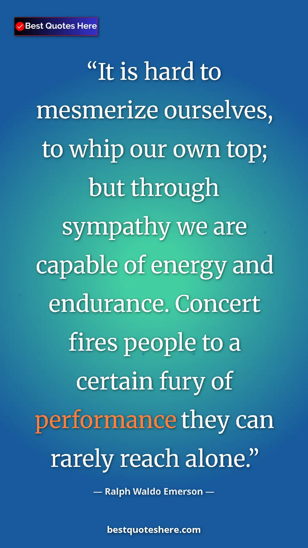 Ralph Waldo Emerson Quote Card: "It is hard to mesmerize ourselves, to whip our own top; but..." Pinterest quote poster by Ralph Waldo Emerson: "It is hard to mesmerize ourselves, to whip our own top; but..."