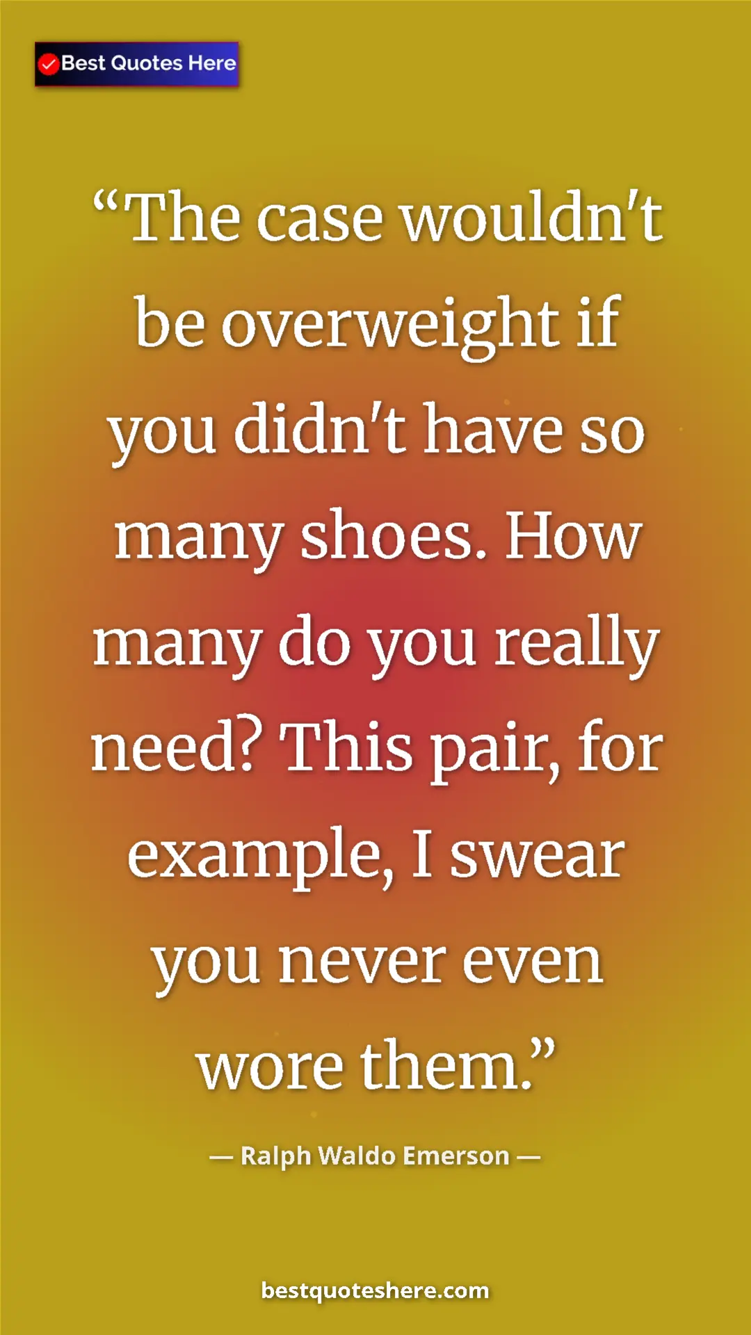 Pinterest quote poster by Ralph Waldo Emerson: "The case wouldn't be overweight if you didn't have so many..."