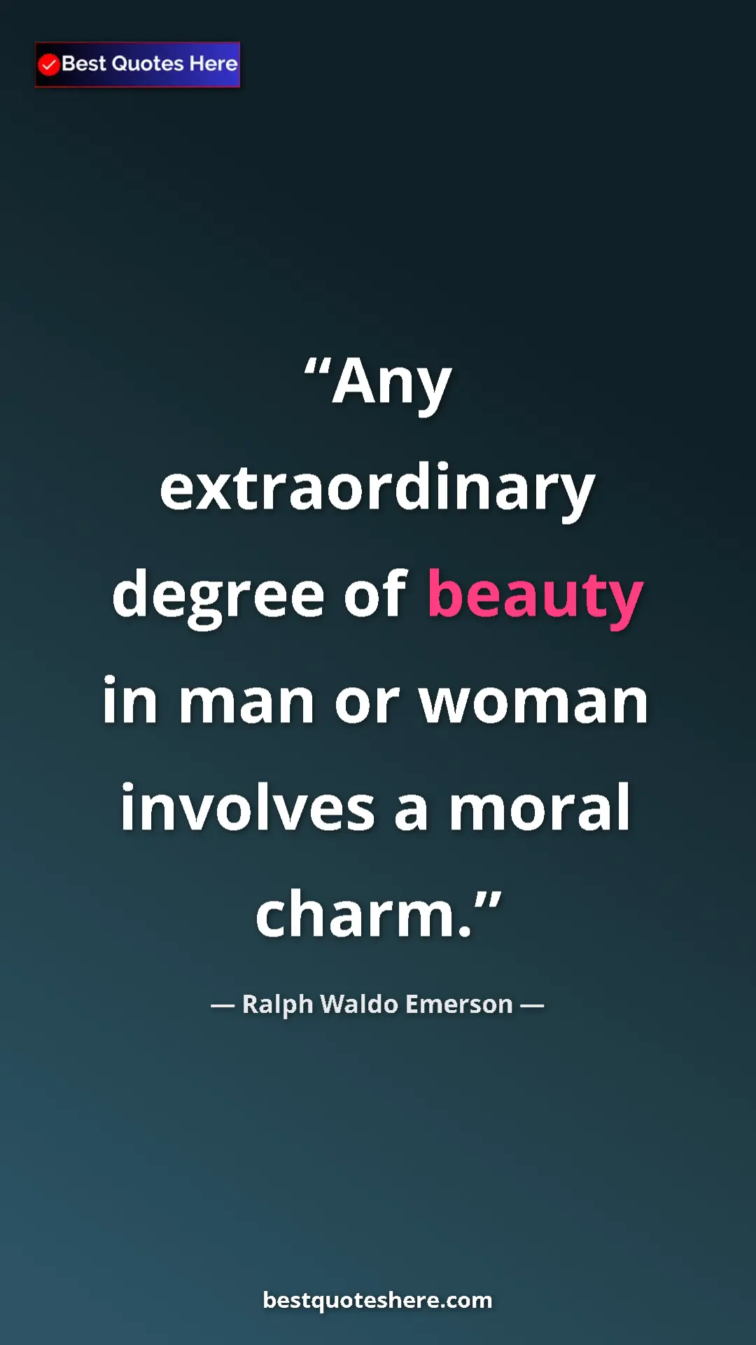 Ralph Waldo Emerson Quote Card: "Any extraordinary degree of beauty in man or woman involves..." Pinterest quote poster by Ralph Waldo Emerson: "Any extraordinary degree of beauty in man or woman involves..."