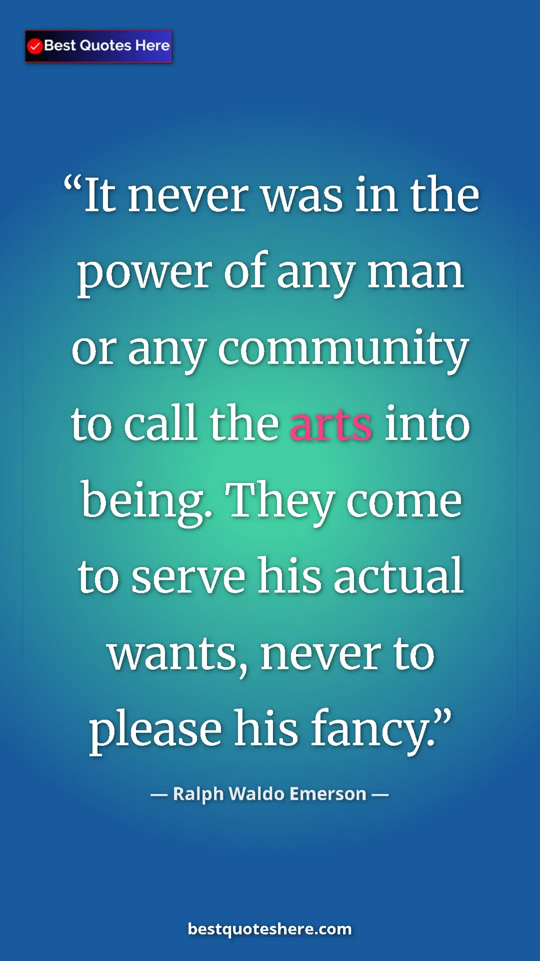 Ralph Waldo Emerson Quote Card: "It never was in the power of any man or any community to..." Pinterest quote poster by Ralph Waldo Emerson: "It never was in the power of any man or any community to..."