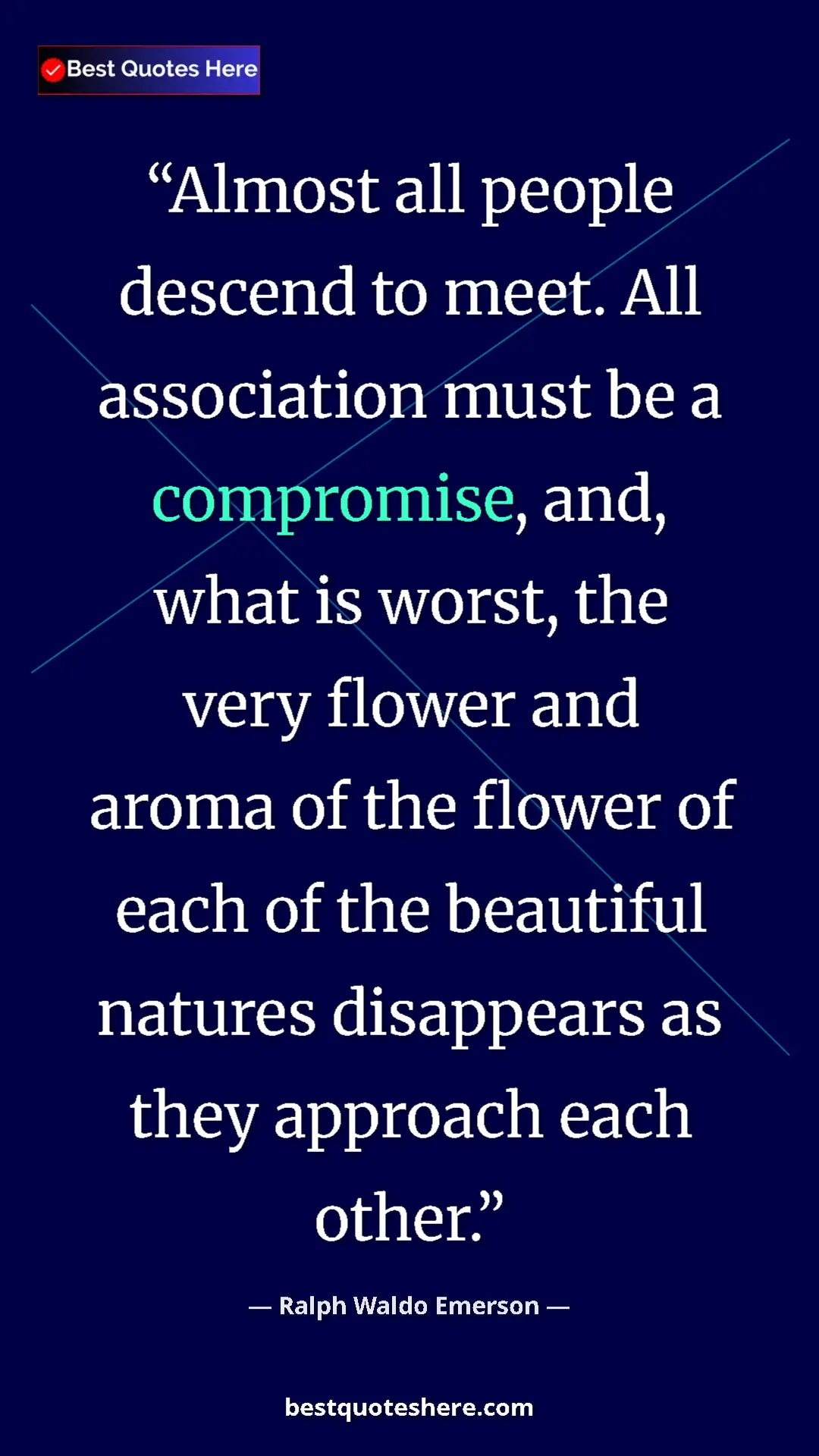 Ralph Waldo Emerson Quote Card: "Almost all people descend to meet. All association must be..." Pinterest quote poster by Ralph Waldo Emerson: "Almost all people descend to meet. All association must be..."