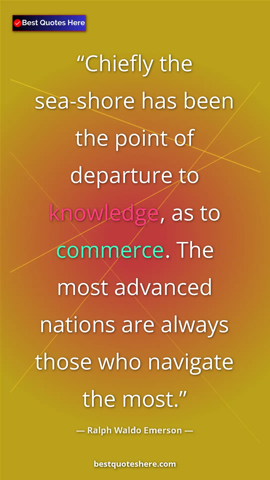 Ralph Waldo Emerson Quote Card: "Chiefly the sea-shore has been the point of departure to..." Pinterest quote poster by Ralph Waldo Emerson: "Chiefly the sea-shore has been the point of departure to..."