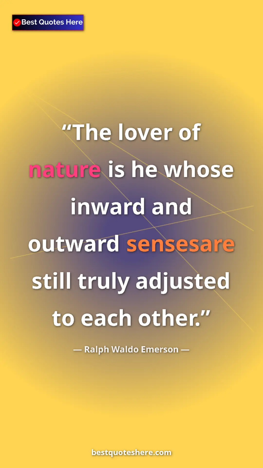 Ralph Waldo Emerson Quote Card: "The lover of nature is he whose inward and outward..." Pinterest quote poster by Ralph Waldo Emerson: "The lover of nature is he whose inward and outward..."
