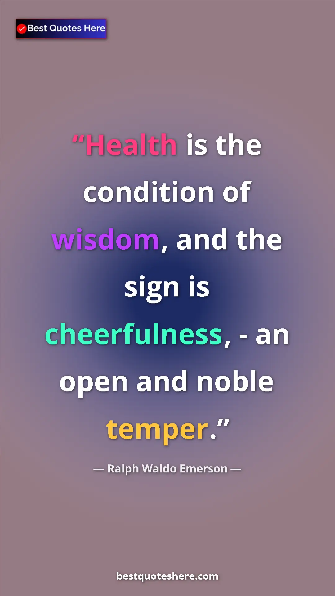 Ralph Waldo Emerson Quote Card: "Health is the condition of wisdom, and the sign is..." Pinterest quote poster by Ralph Waldo Emerson: "Health is the condition of wisdom, and the sign is..."