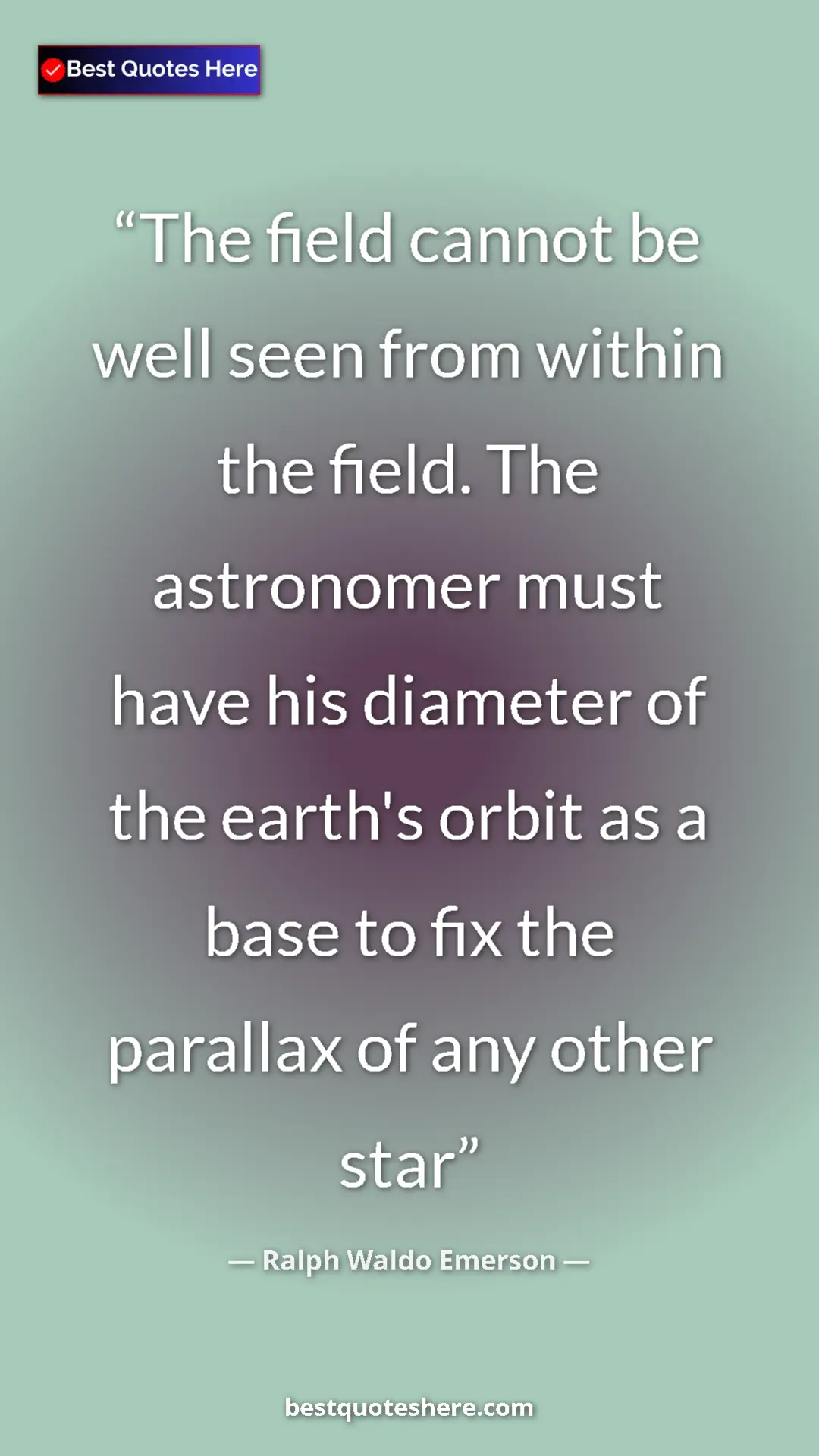 Pinterest quote poster by Ralph Waldo Emerson: "The field cannot be well seen from within the field. The..."