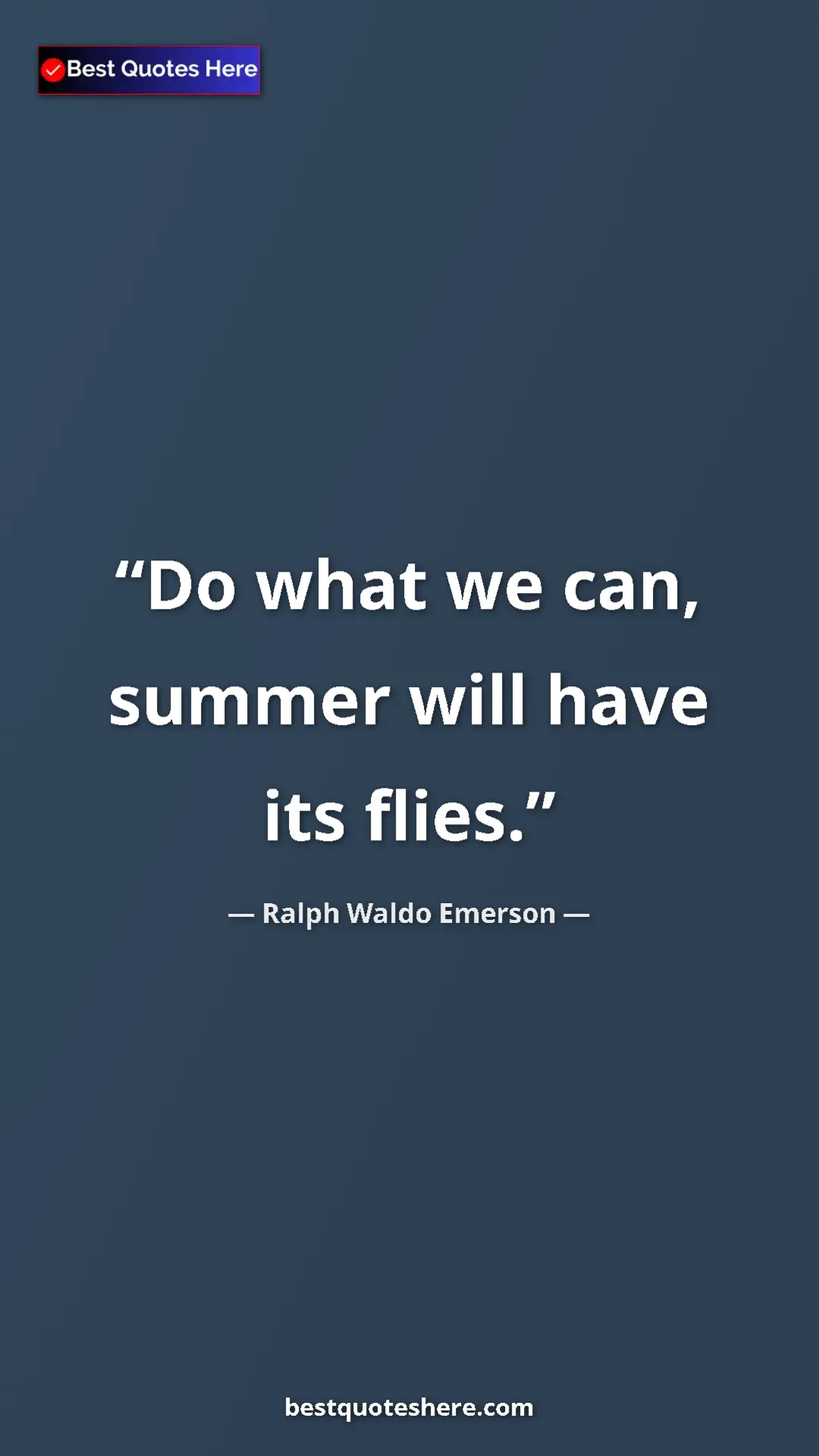 Ralph Waldo Emerson Quote Card: "Do what we can, summer will have its flies." Pinterest quote poster by Ralph Waldo Emerson: "Do what we can, summer will have its flies."