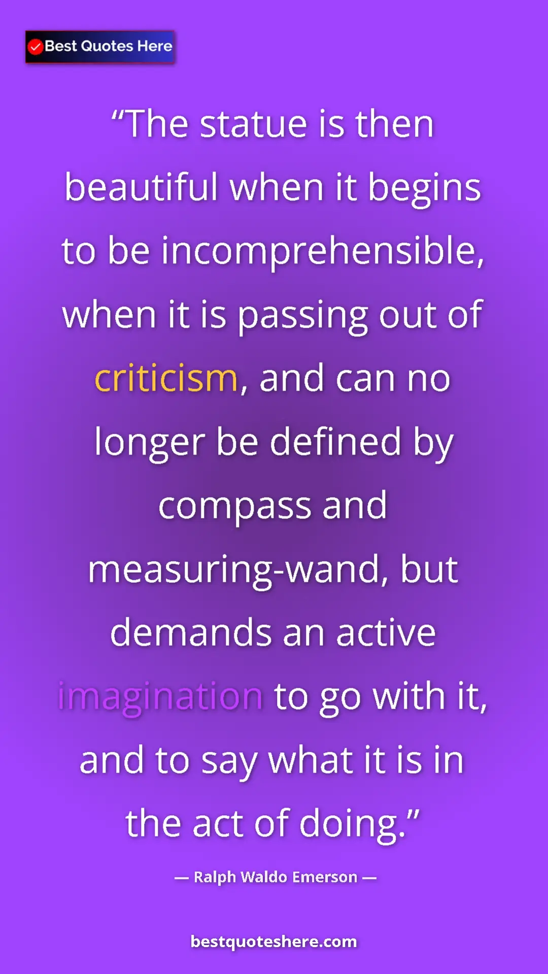 Ralph Waldo Emerson Quote Card: "The statue is then beautiful when it begins to be..." Pinterest quote poster by Ralph Waldo Emerson: "The statue is then beautiful when it begins to be..."