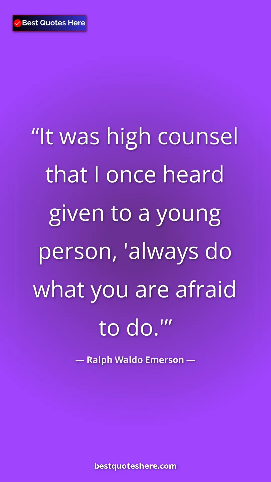 Ralph Waldo Emerson Quote Card: "It was high counsel that I once heard given to a young..." Pinterest quote poster by Ralph Waldo Emerson: "It was high counsel that I once heard given to a young..."