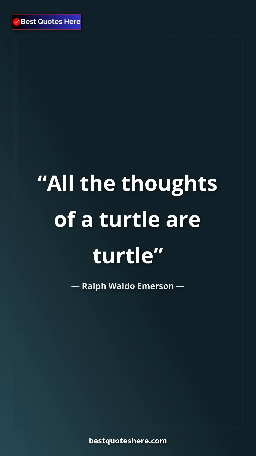 Pinterest quote poster by Ralph Waldo Emerson: "All the thoughts of a turtle are turtle"