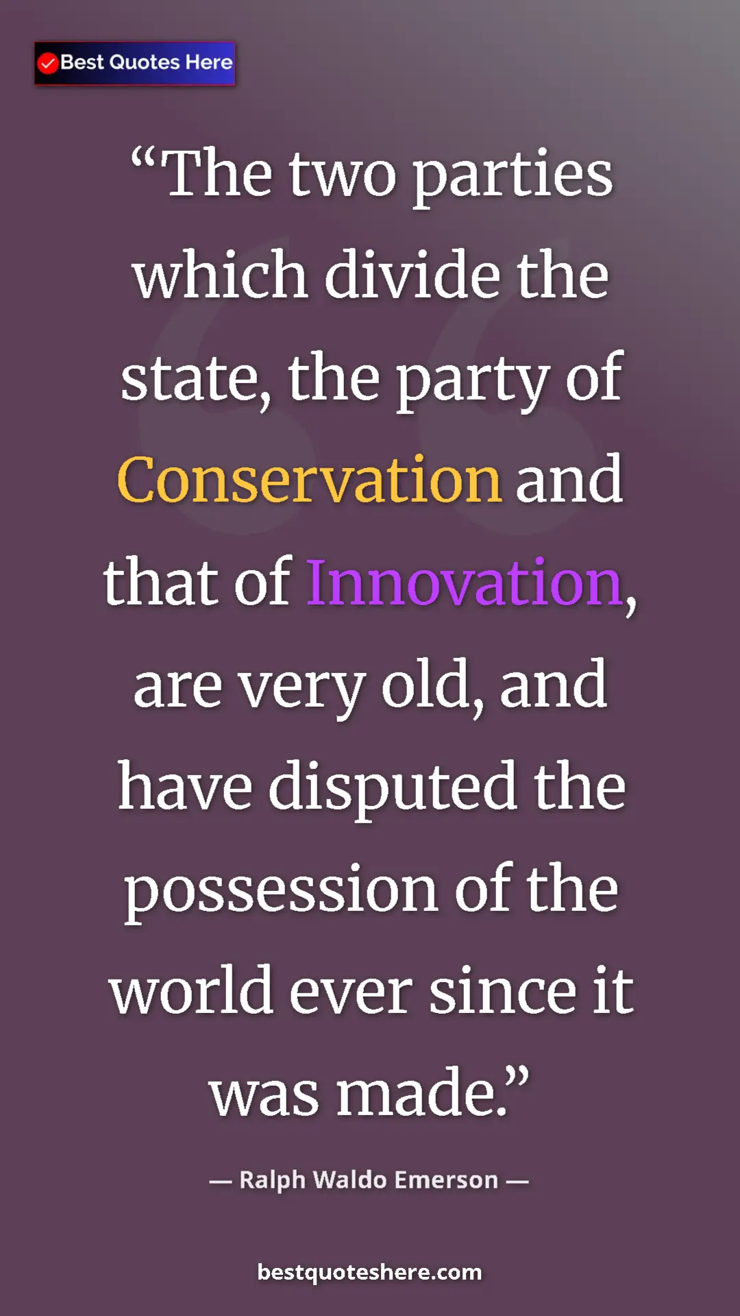 Ralph Waldo Emerson Quote Card: "The two parties which divide the state, the party of..." Pinterest quote poster by Ralph Waldo Emerson: "The two parties which divide the state, the party of..."