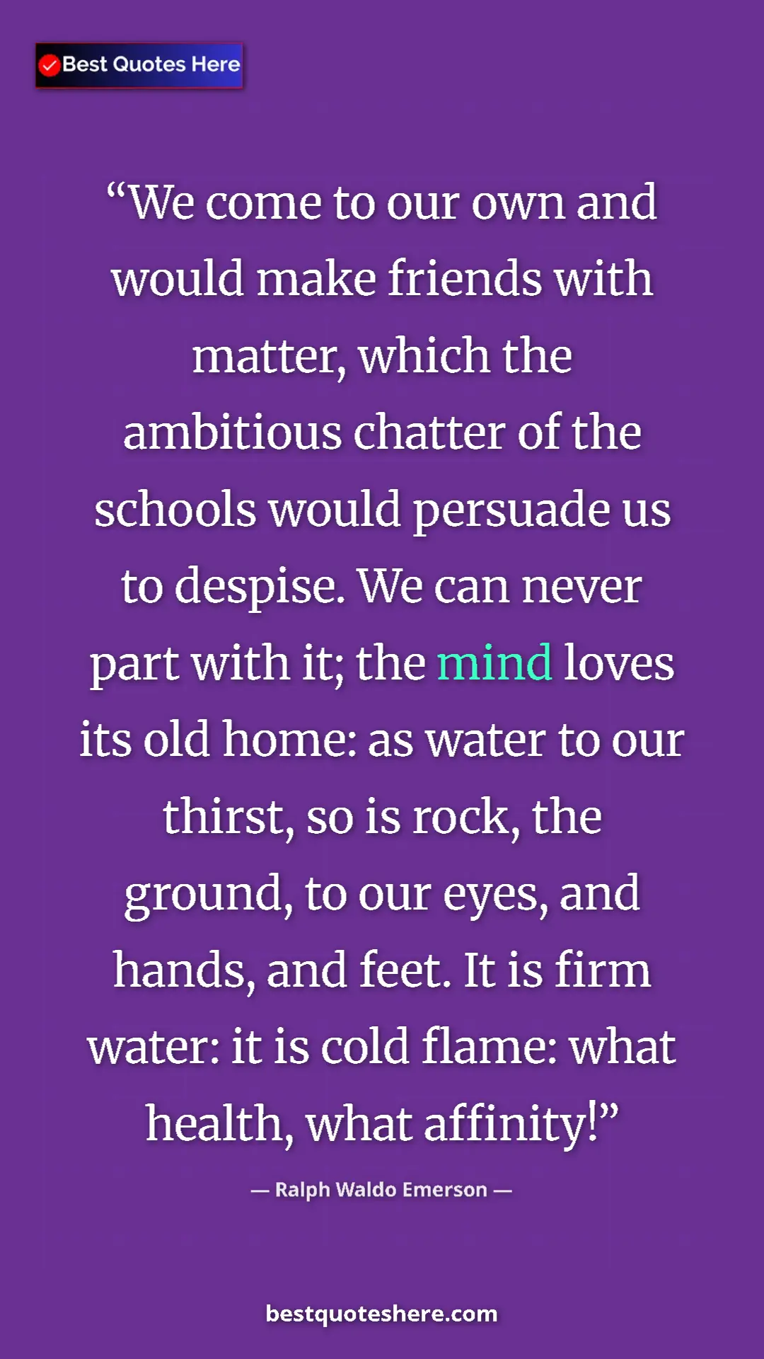 Ralph Waldo Emerson Quote Card: "We come to our own and would make friends with matter,..." Pinterest quote poster by Ralph Waldo Emerson: "We come to our own and would make friends with matter,..."
