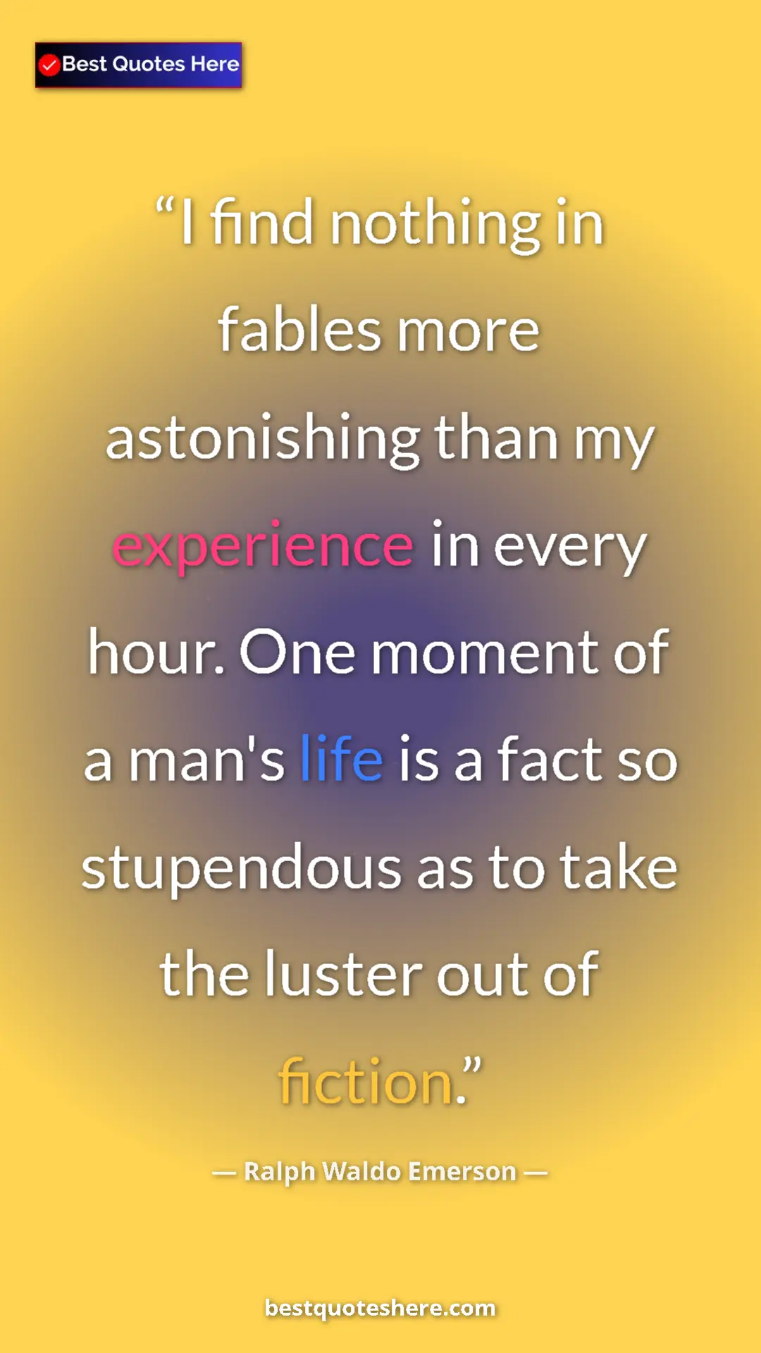 Pinterest quote poster by Ralph Waldo Emerson: "I find nothing in fables more astonishing than my..."