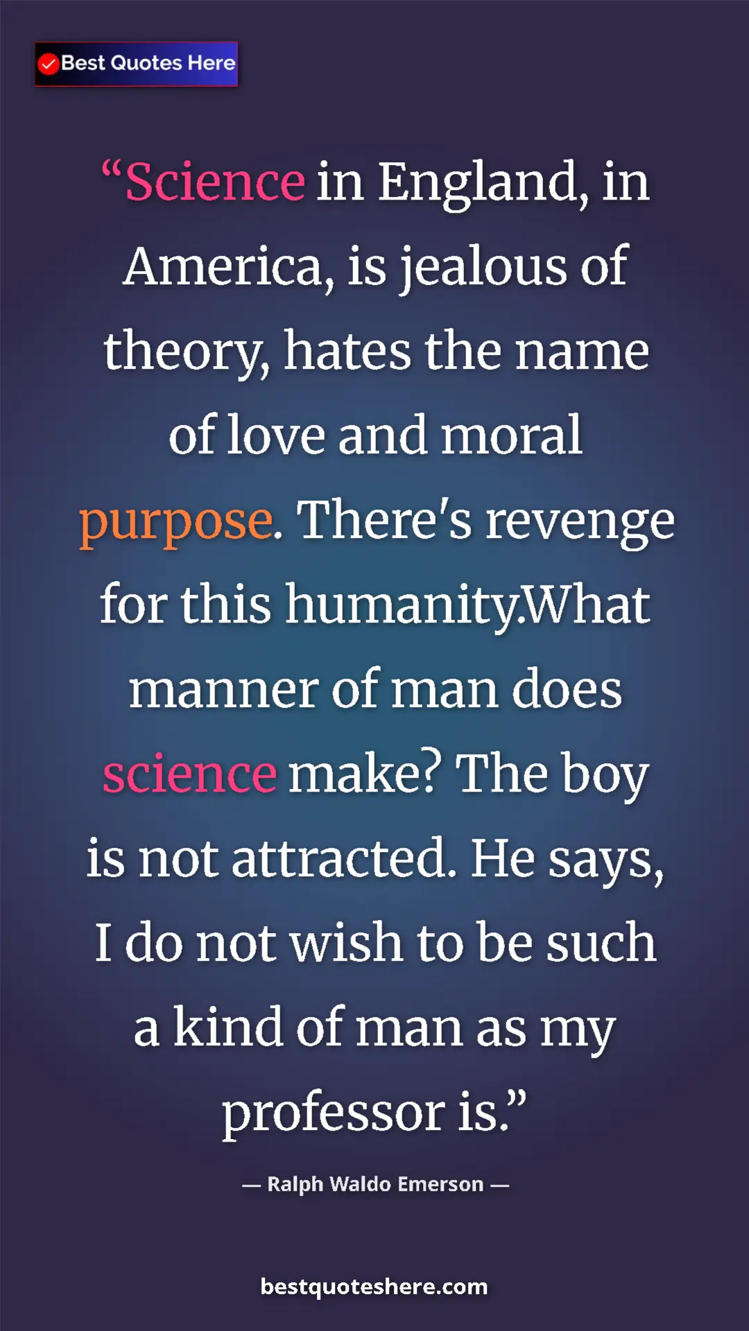 Ralph Waldo Emerson Quote Card: "Science in England, in America, is jealous of theory, hates..." Pinterest quote poster by Ralph Waldo Emerson: "Science in England, in America, is jealous of theory, hates..."
