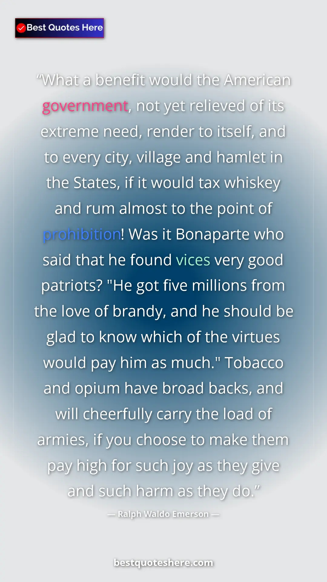 Pinterest quote poster by Ralph Waldo Emerson: "What a benefit would the American government, not yet..."