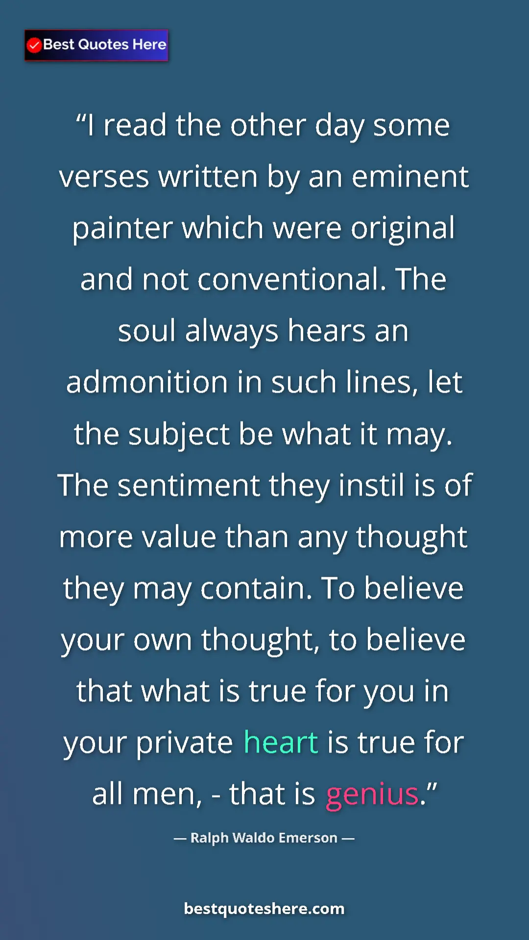 Ralph Waldo Emerson Quote Card: "I read the other day some verses written by an eminent..." Pinterest quote poster by Ralph Waldo Emerson: "I read the other day some verses written by an eminent..."