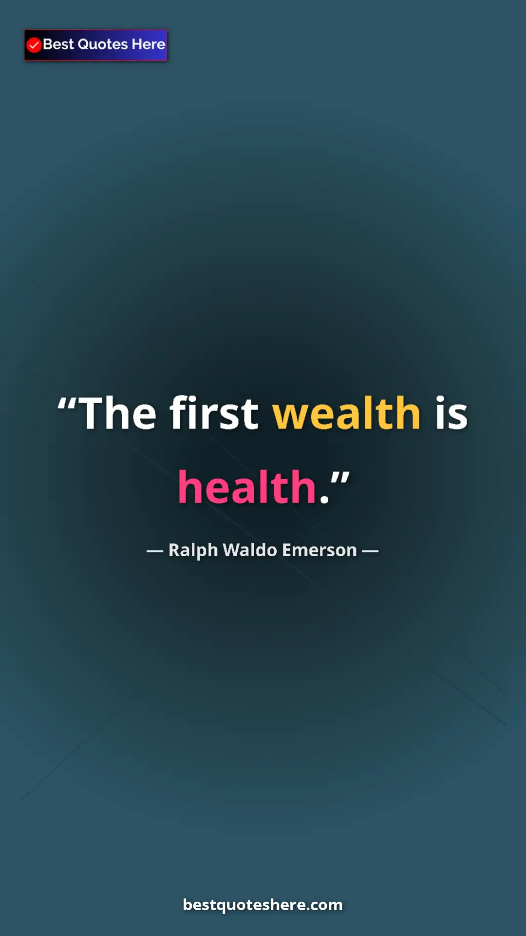 Ralph Waldo Emerson Quote Card: "The first wealth is health." Pinterest quote poster by Ralph Waldo Emerson: "The first wealth is health."