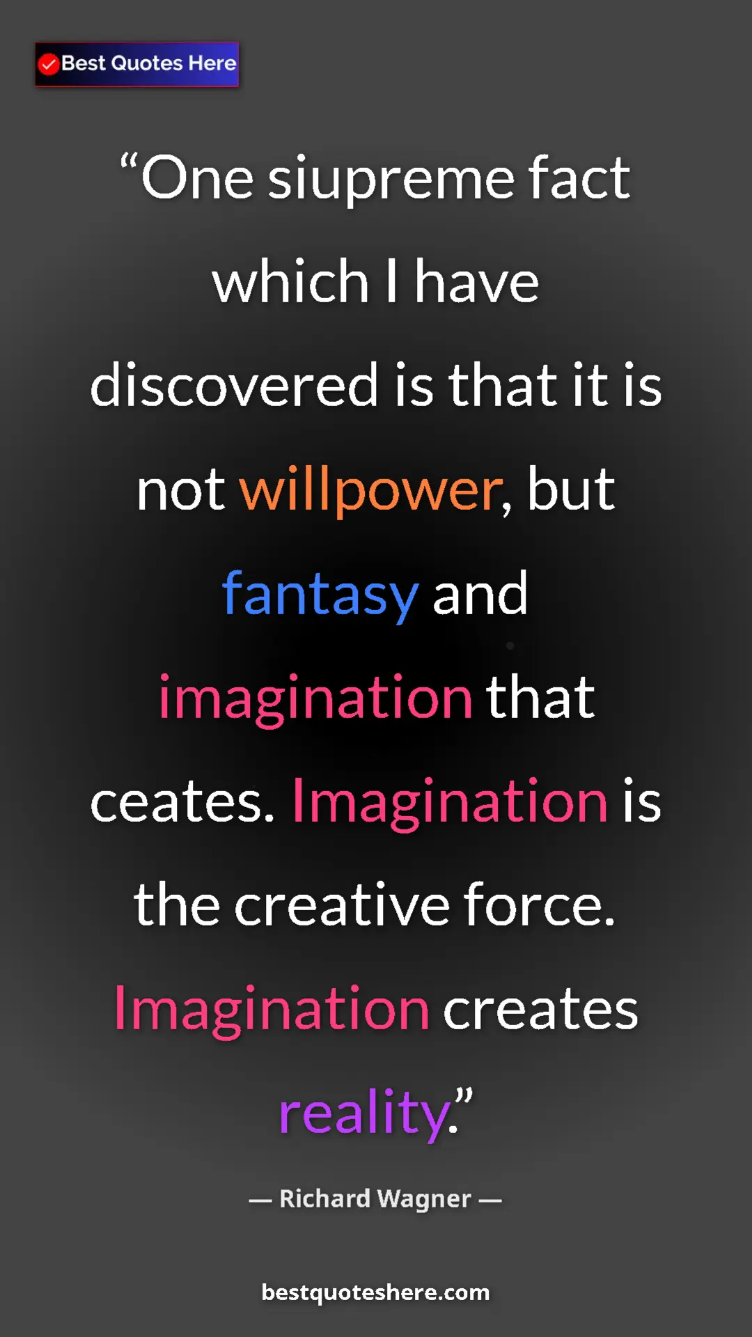 Richard Wagner Quote Card: "One siupreme fact which I have discovered is that it is not..." Pinterest quote poster by Richard Wagner: "One siupreme fact which I have discovered is that it is not..."