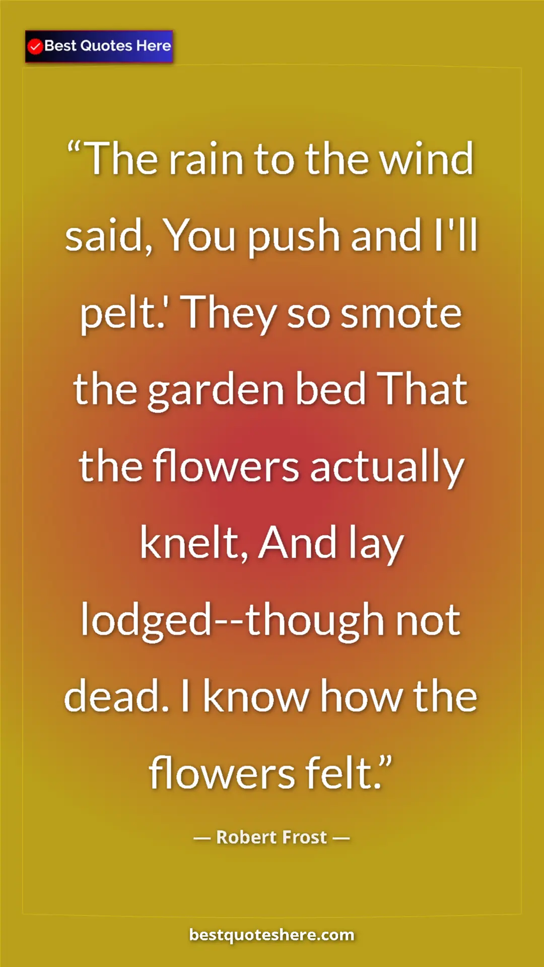 Pinterest quote poster by Robert Frost: "The rain to the wind said, You push and I'll pelt.' They so..."