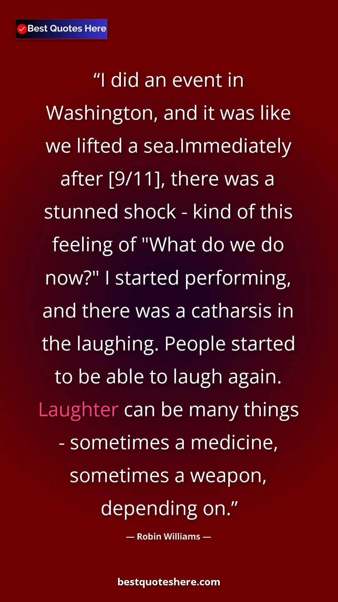 Robin Williams Quote Card: "I did an event in Washington, and it was like we lifted a..." Pinterest quote poster by Robin Williams: "I did an event in Washington, and it was like we lifted a..."