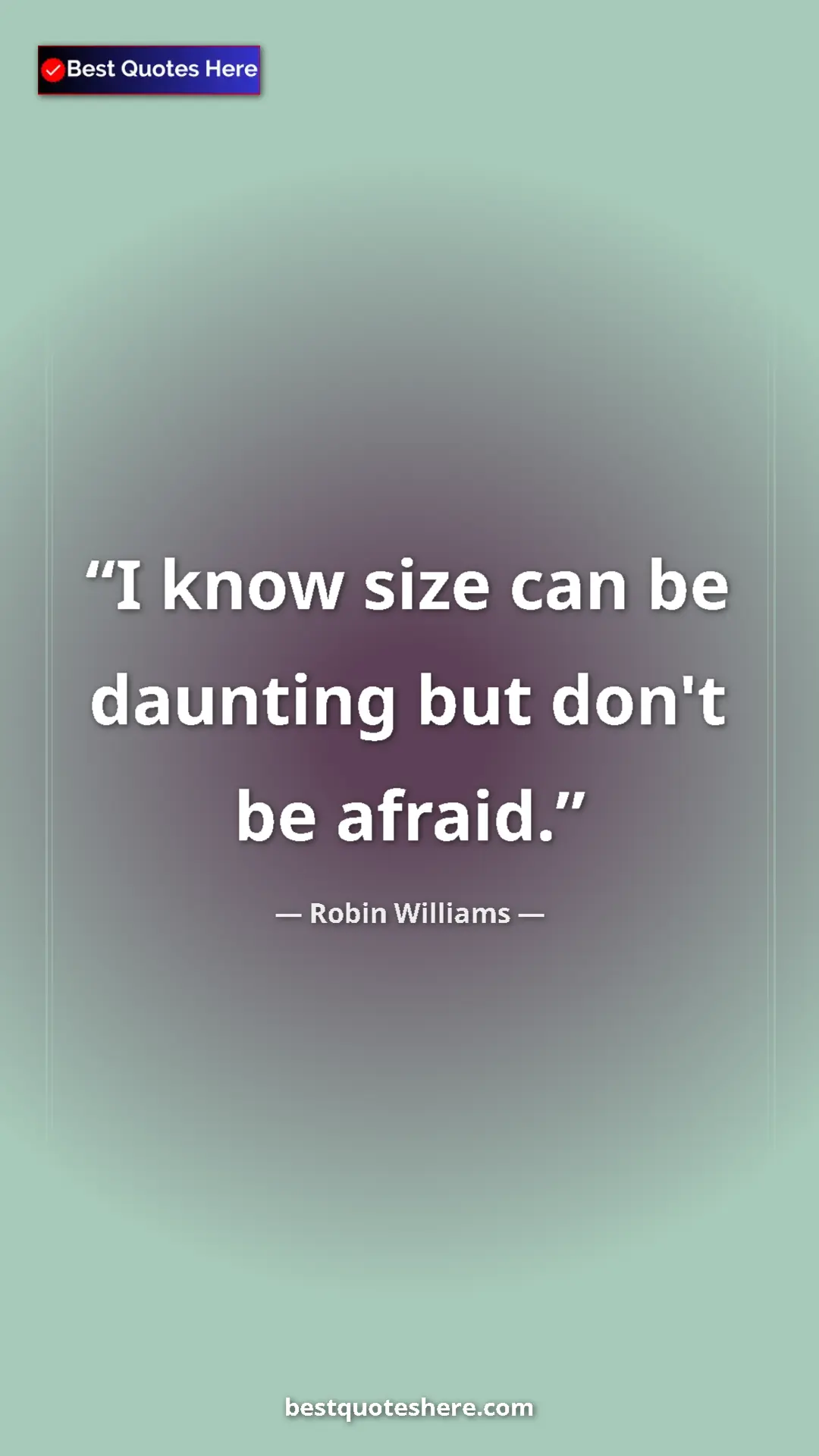 Pinterest quote poster by Robin Williams: "I know size can be daunting but don't be afraid."