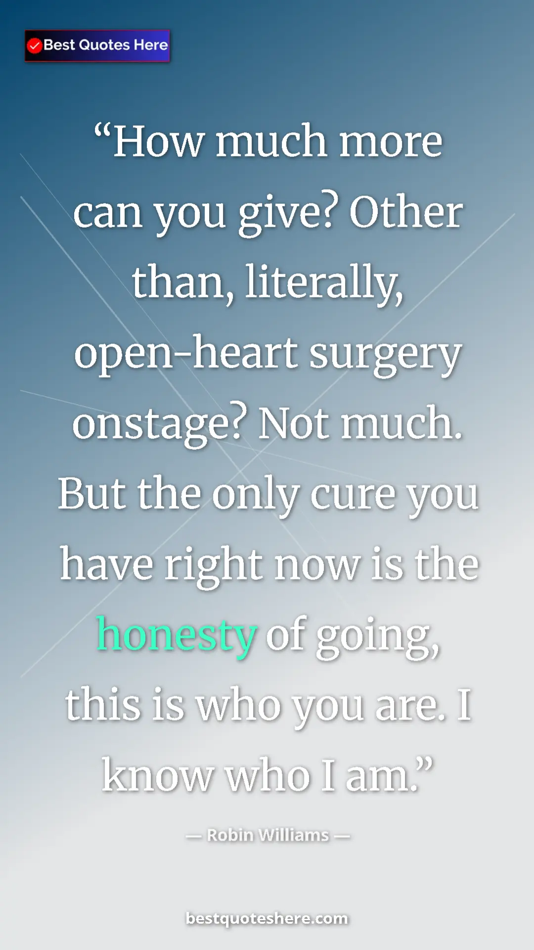 Pinterest quote poster by Robin Williams: "How much more can you give? Other than, literally,..."