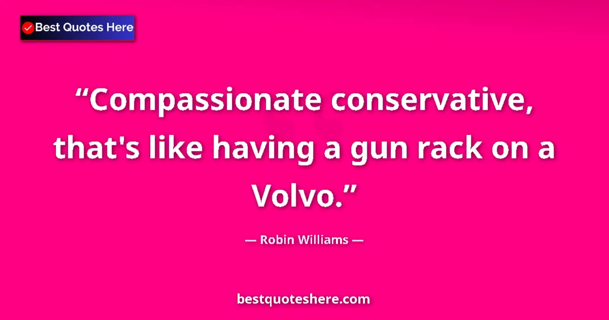 Robin Williams quote: "Compassionate conservative, that's like having a gun rack..."