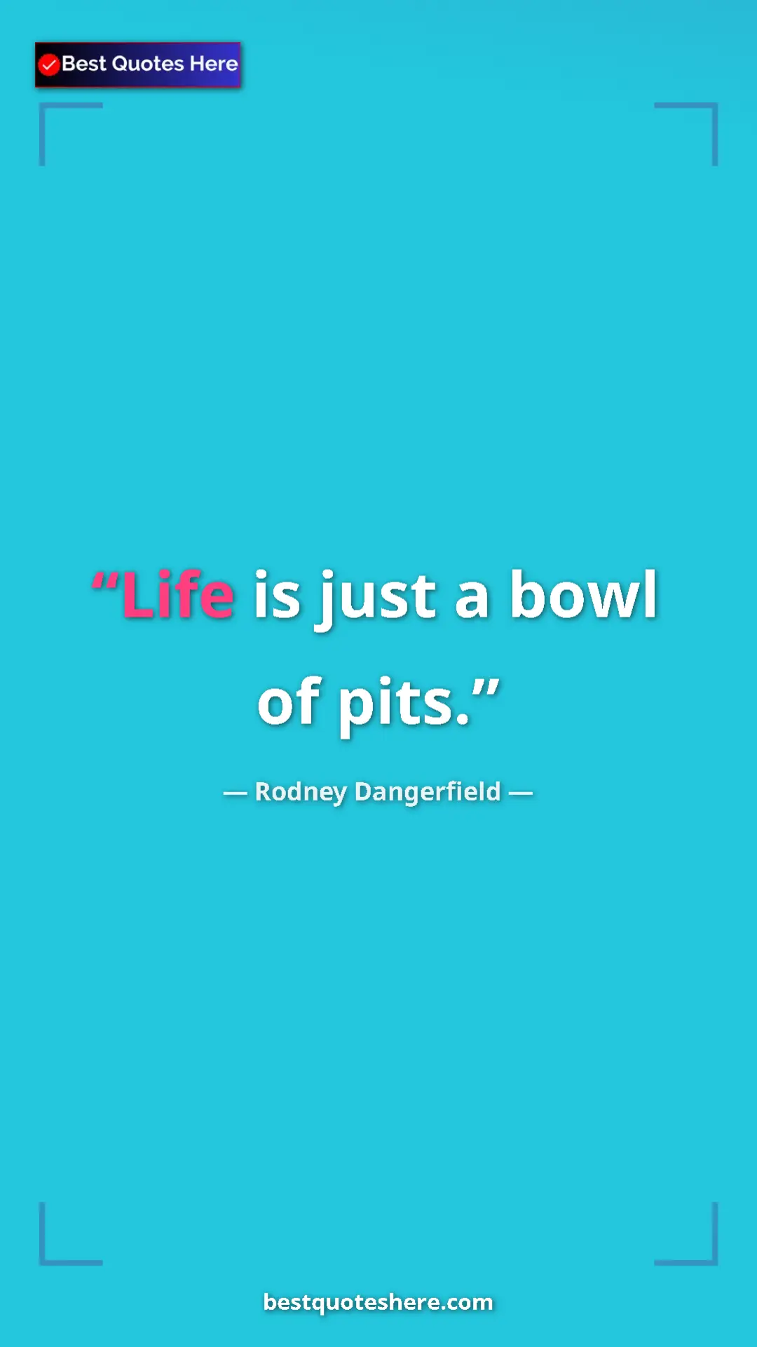 Pinterest quote poster by Rodney Dangerfield: "Life is just a bowl of pits."