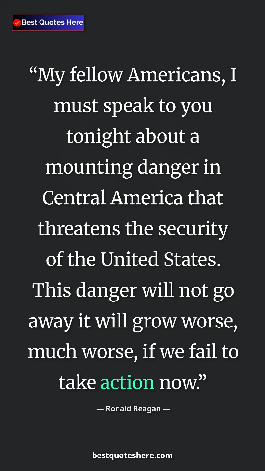 Pinterest quote poster by Ronald Reagan: "My fellow Americans, I must speak to you tonight about a..."