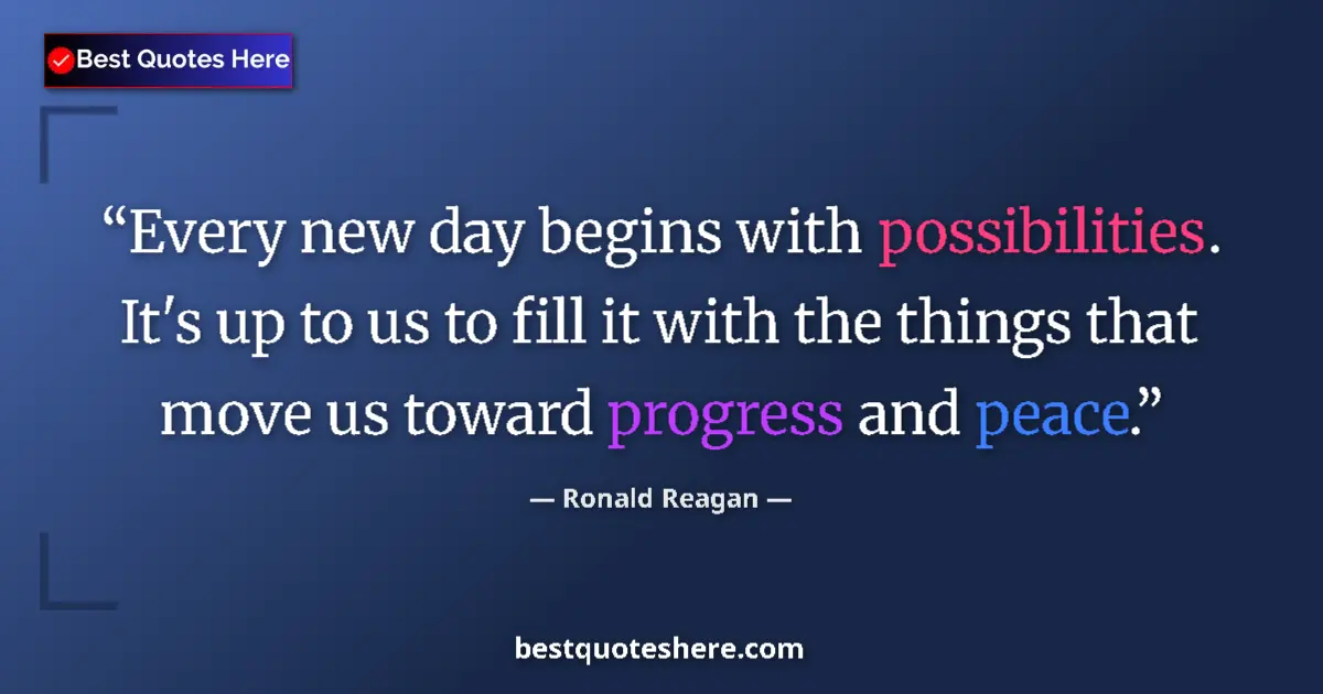 Quote by Ronald Reagan: Every new day begins with possibilities. It's up t