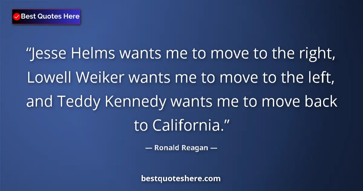 Quote by Ronald Reagan: Jesse Helms wants me to move to the right, Lowell 