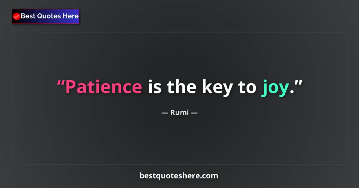 Quote by Rumi: Patience is the key to joy....