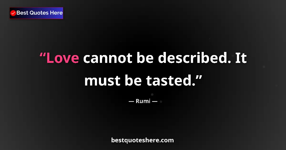 Rumi quote: "Love cannot be described. It must be tasted."
