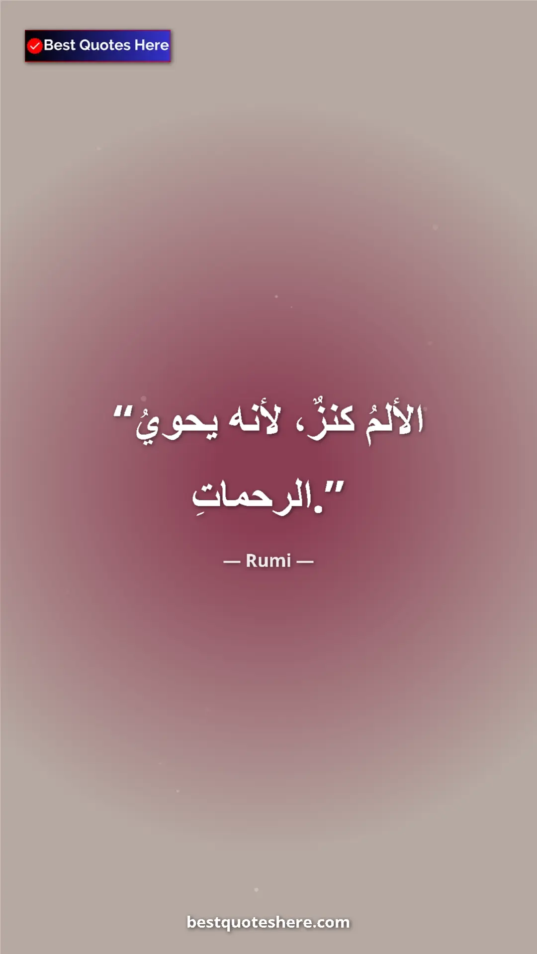 Pinterest quote poster by Rumi: "Pain is a treasure, for it contains mercies."