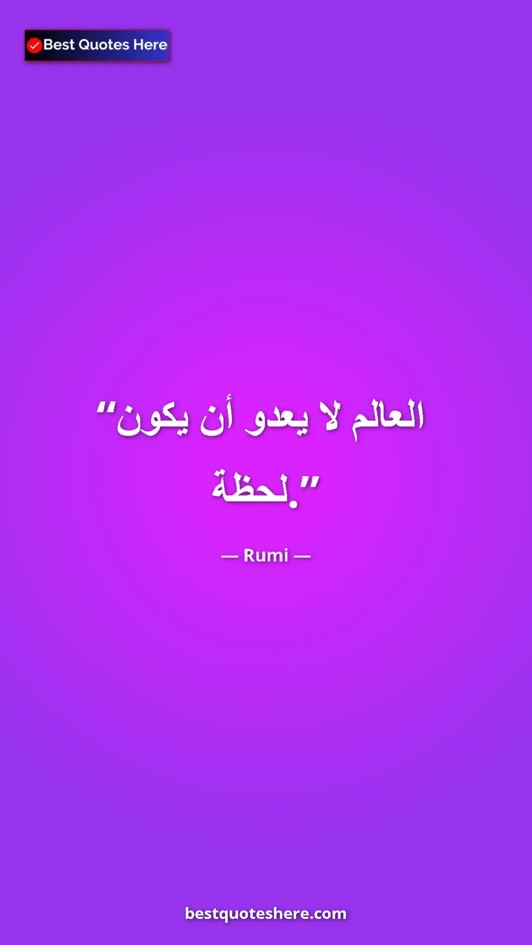 Pinterest quote poster by Rumi: "The world is nothing but a moment."