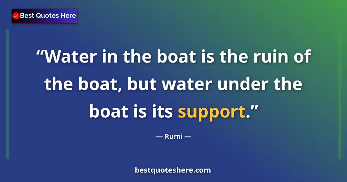 Quote by Rumi: Water in the boat is the ruin of the boat, but wat