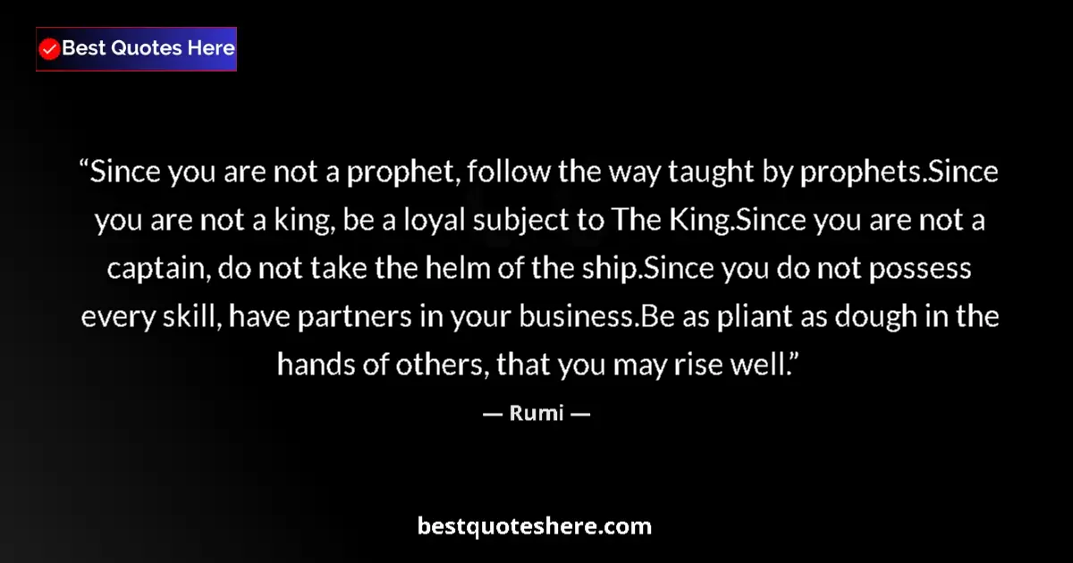 Quote by Rumi: Since you are not a prophet, follow the way taught by prophets.Since you are not a king, be a loyal ...
