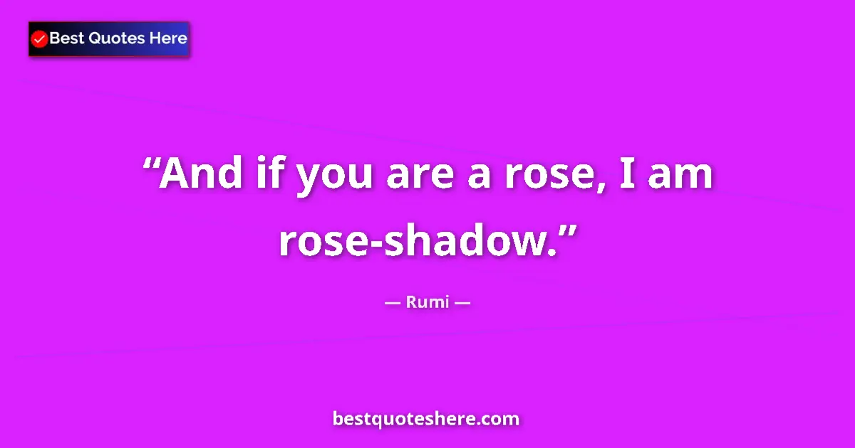 Quote by Rumi: And if you are a rose, I am rose-shadow....