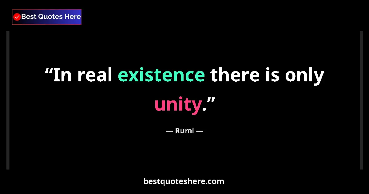 Quote by Rumi: In real existence there is only unity....