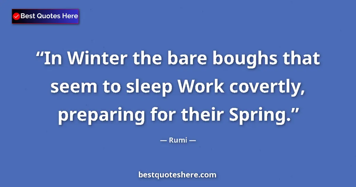 Quote by Rumi: In Winter the bare boughs that seem to sleep Work covertly, preparing for their Spring....