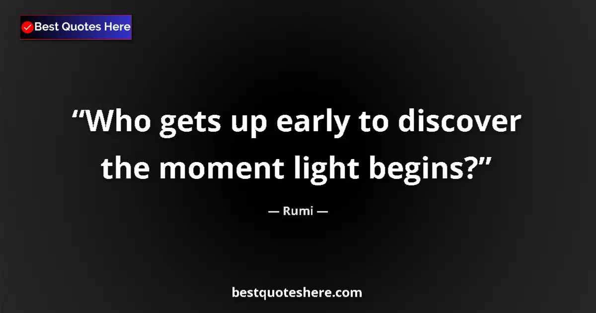 Quote by Rumi: Who gets up early to discover the moment light begins?...