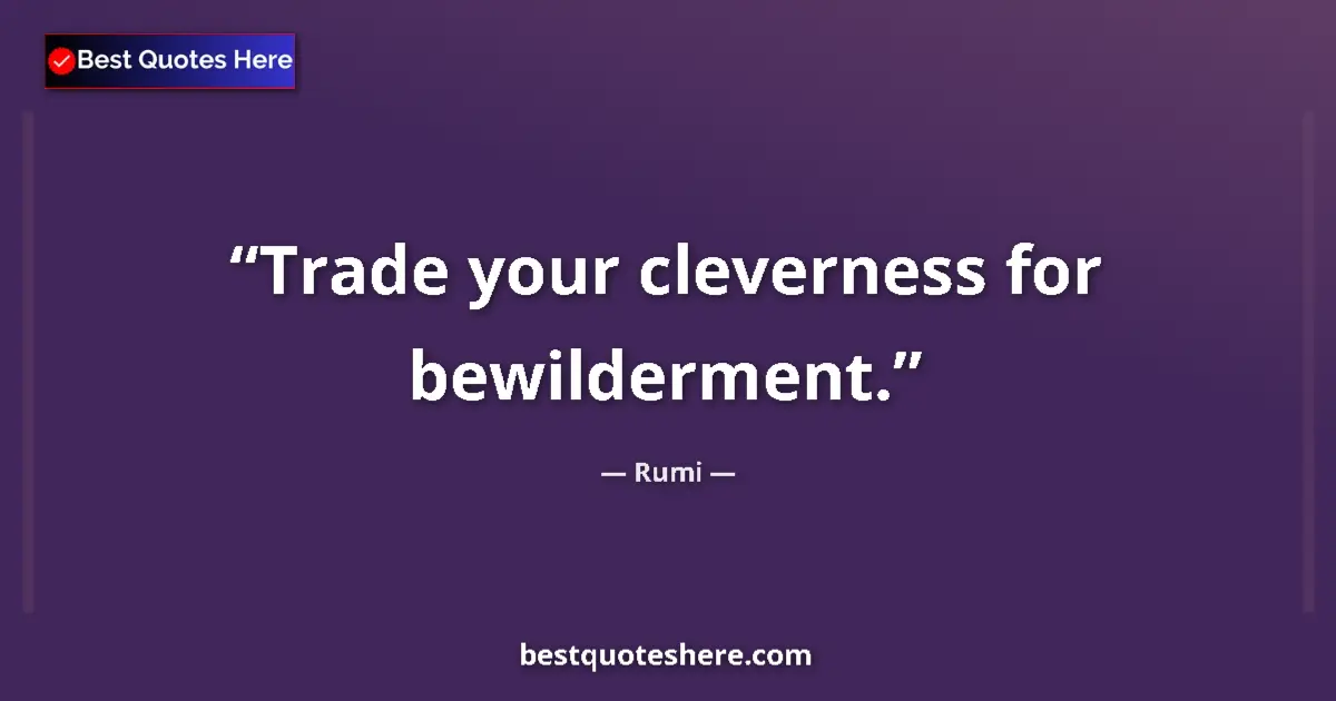 Quote by Rumi: Trade your cleverness for bewilderment....