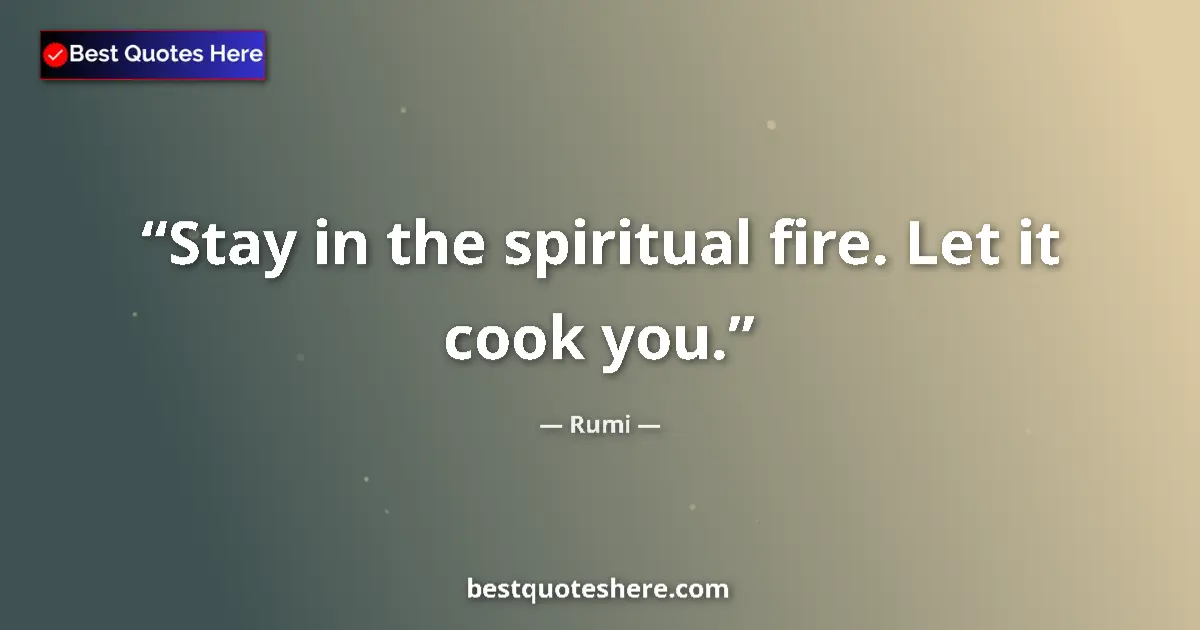 Quote by Rumi: Stay in the spiritual fire. Let it cook you....