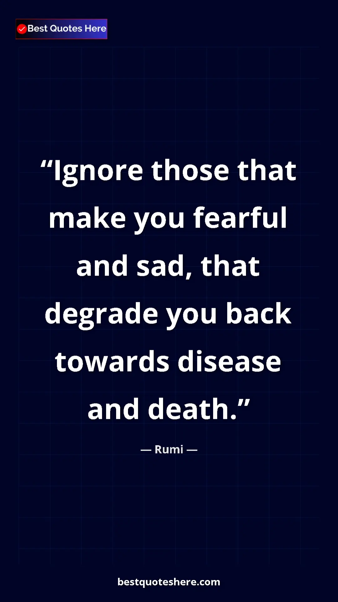 Pinterest quote poster by Rumi: "Ignore those that make you fearful and sad, that degrade..."