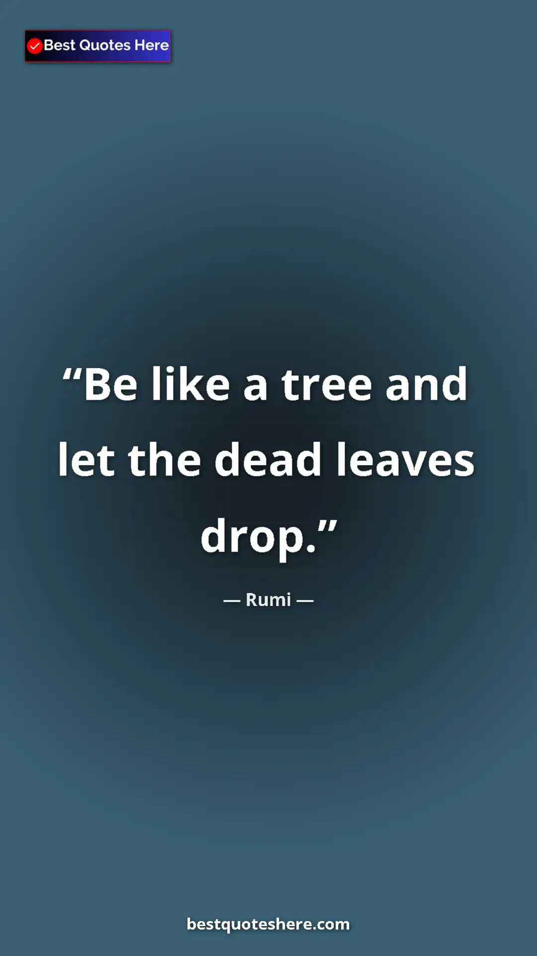 Pinterest quote poster by Rumi: "Be like a tree and let the dead leaves drop."